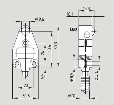 安全光电开关 -> SLB 200-E31-21 发送器