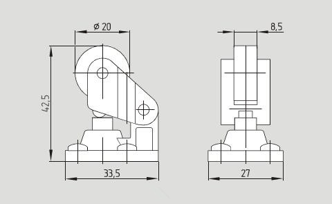 355金属外壳滚筒偏移限位开关 T1K 355-11Z