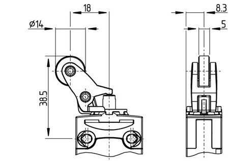 PS216热塑外壳滚轮摇臂角度限位开关 PS216-T12-K230